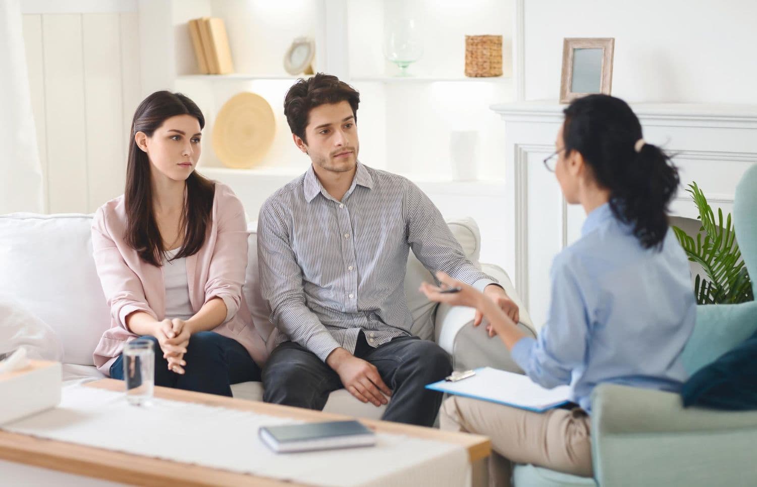 A couple seeking counselling for abandonment issues.