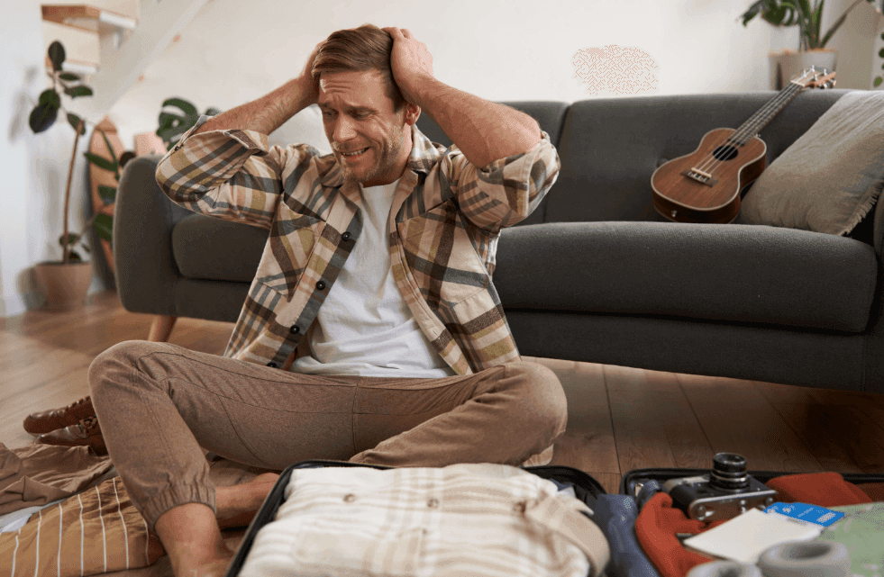 A man struggling with panic attack due to agoraphobia