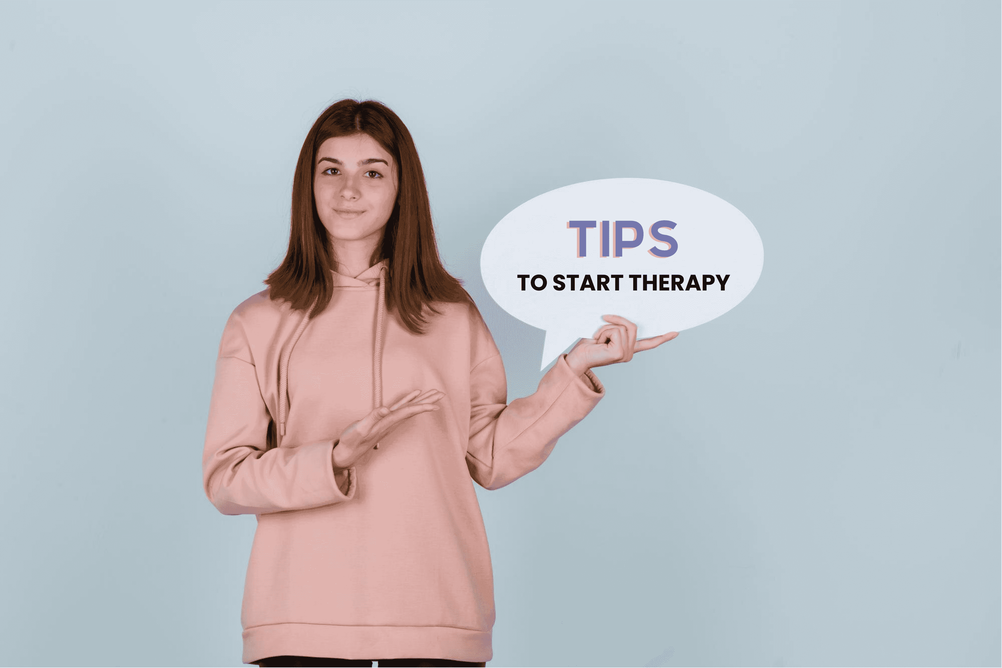 Person holding a bubble sticker to show tips to have an effective first therapy session.