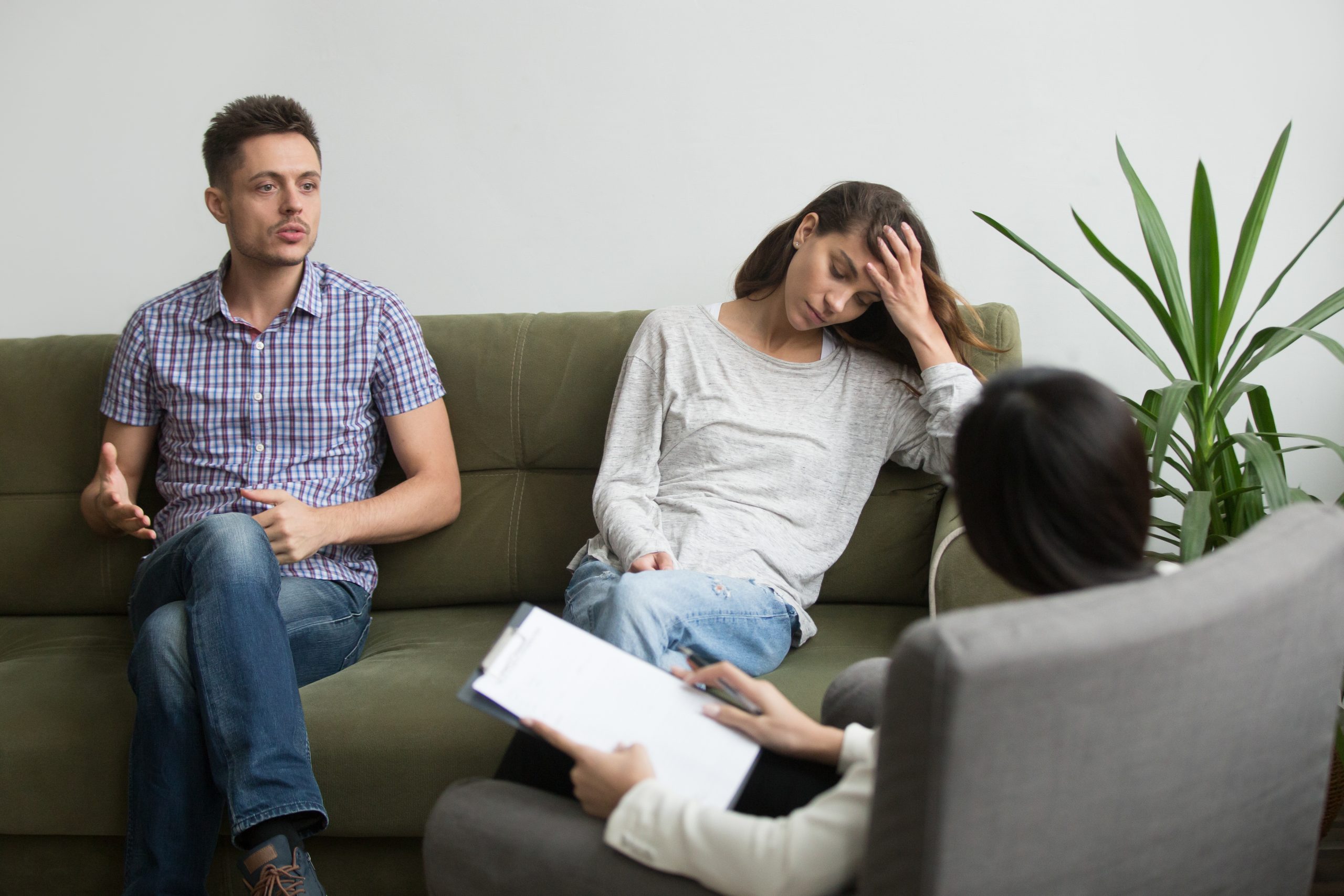 Couple receiving premarital counselling.