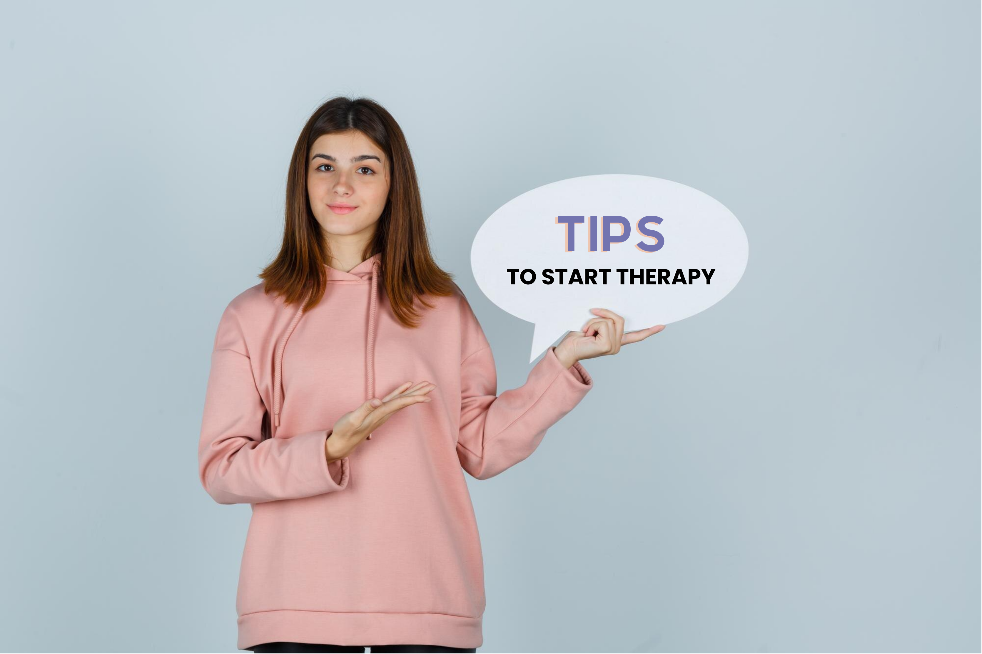 Person holding a bubble sticker to show tips to have an effective first therapy session.