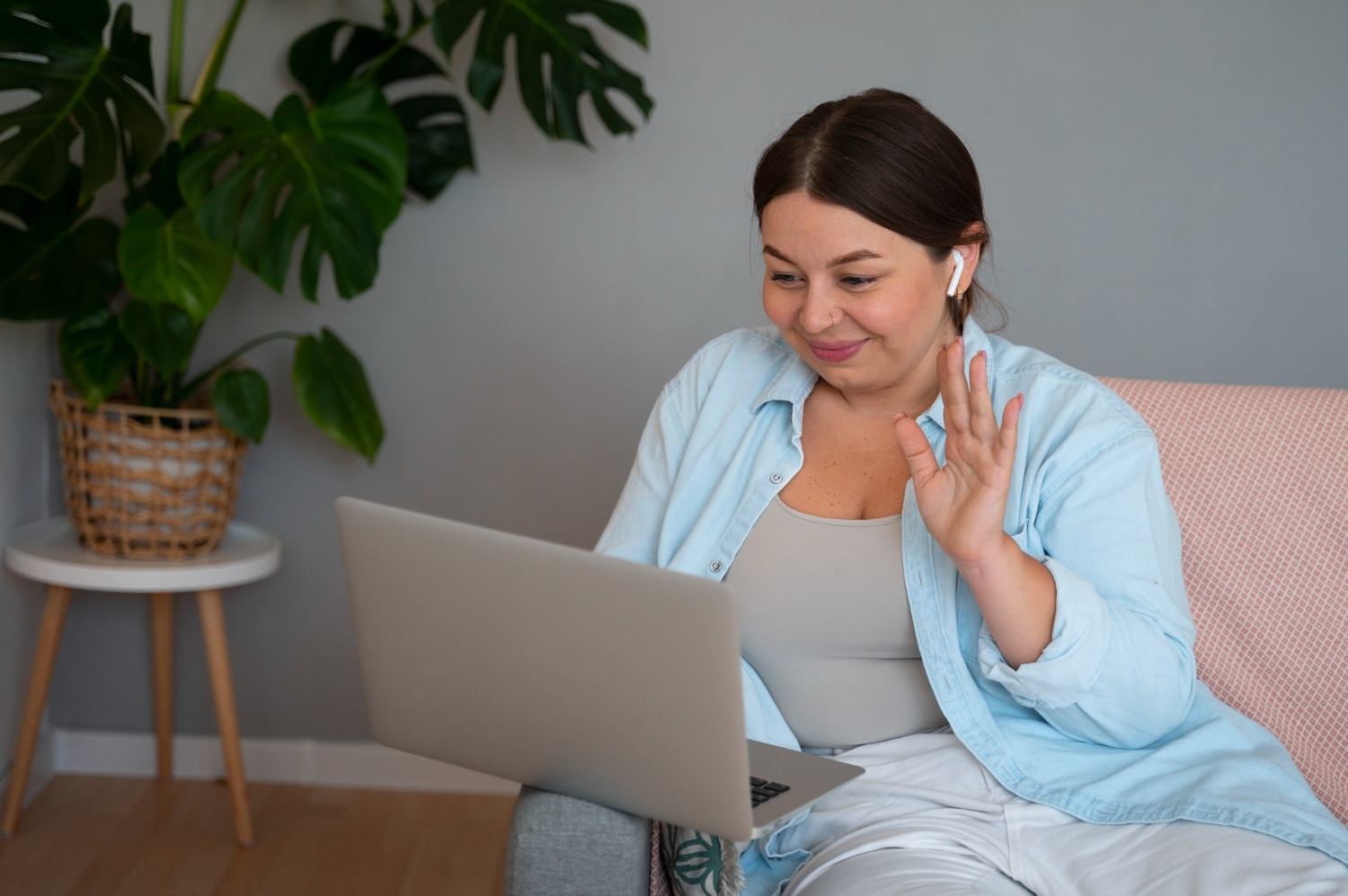 Client and therapist during an online therapy session.